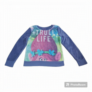 GIRLS Size 7/8(S) Dreamworks Trolls Purple Long Sleeved 100% Polyester Shirt
